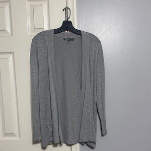 Gray Open Front Cardigan Sweater